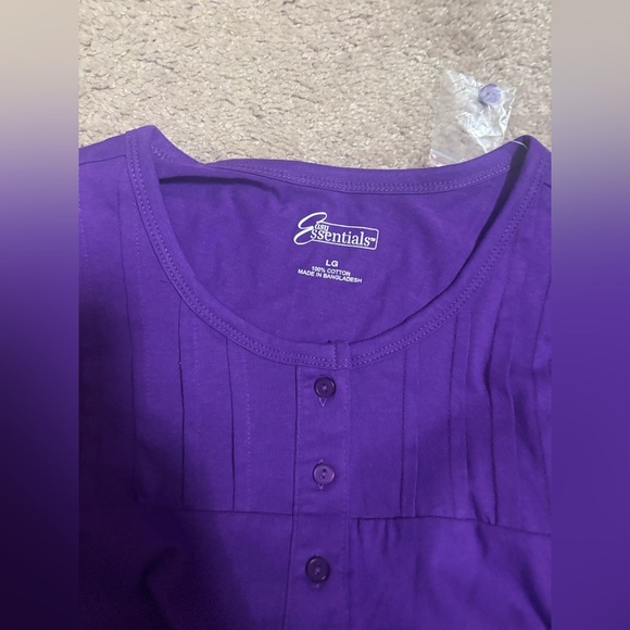 Easy Essentials Purple button-down shirt, long sleeves, casual, size L G - Picture 2 of 7